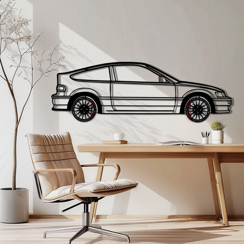 1990 Honda CRX Metal Car Wall Art with Rotating Wheels - JDM Classic Silhouette - Interactive Automotive Wall Decor - KAFMEKA144 by Enova Art