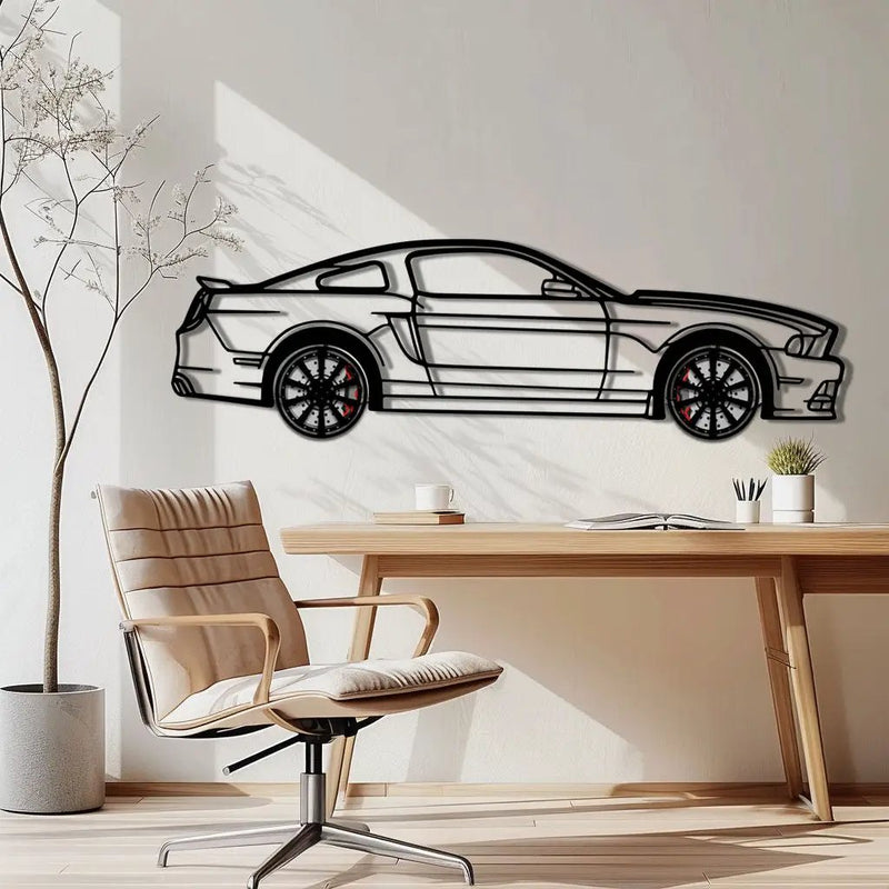 2013 Ford Mustang GT Metal Car Wall Art with Rotating Wheels - S197 Modern Muscle Silhouette - Interactive Automotive Wall Decor- KAFMEKA141 by Enova Art