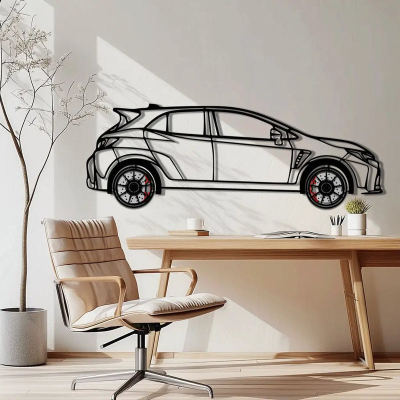 Toyota GR Corolla Metal Car Wall Art with Rotating Wheels - Rally-Inspired Hot Hatch Silhouette - Interactive JDM Automotive Decor - KAFMEKA158 by Enova Art
