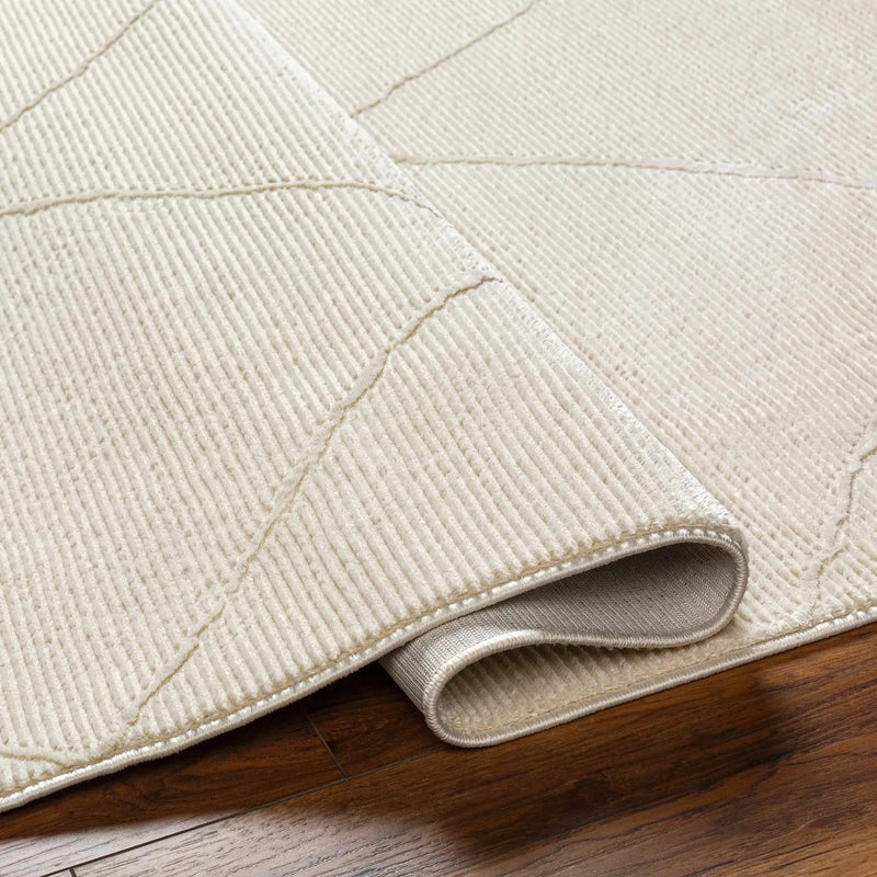 Aldis Cream Plush Textured Washable Rug by Boutique Rugs