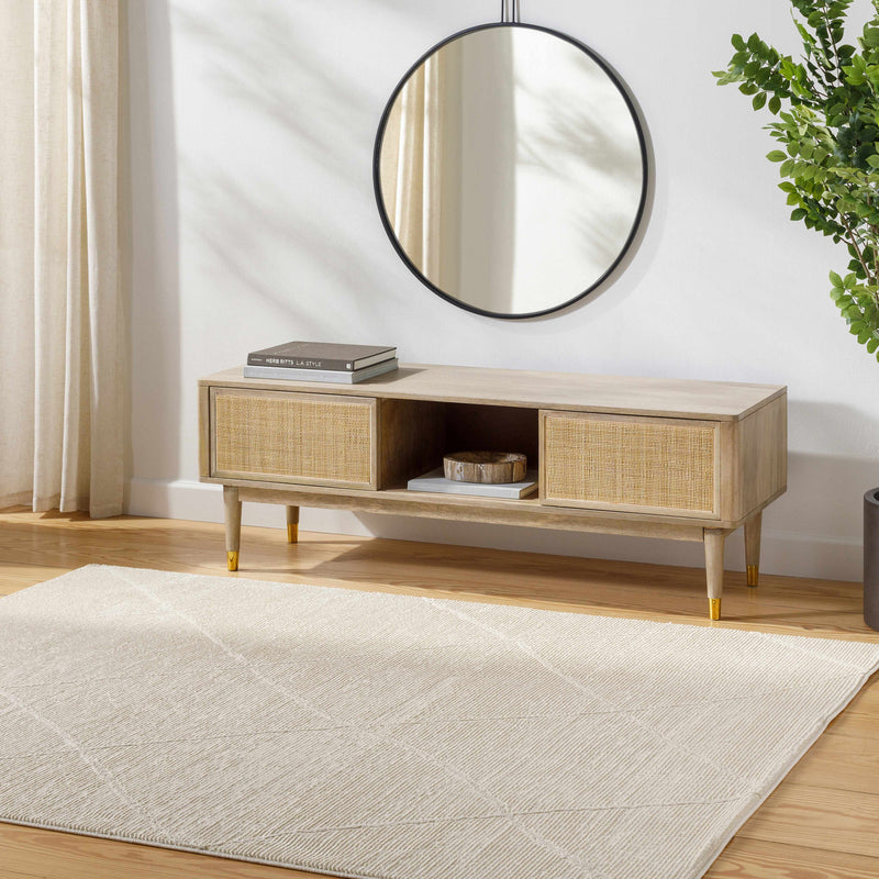 Aldis Cream Plush Textured Washable Rug by Boutique Rugs