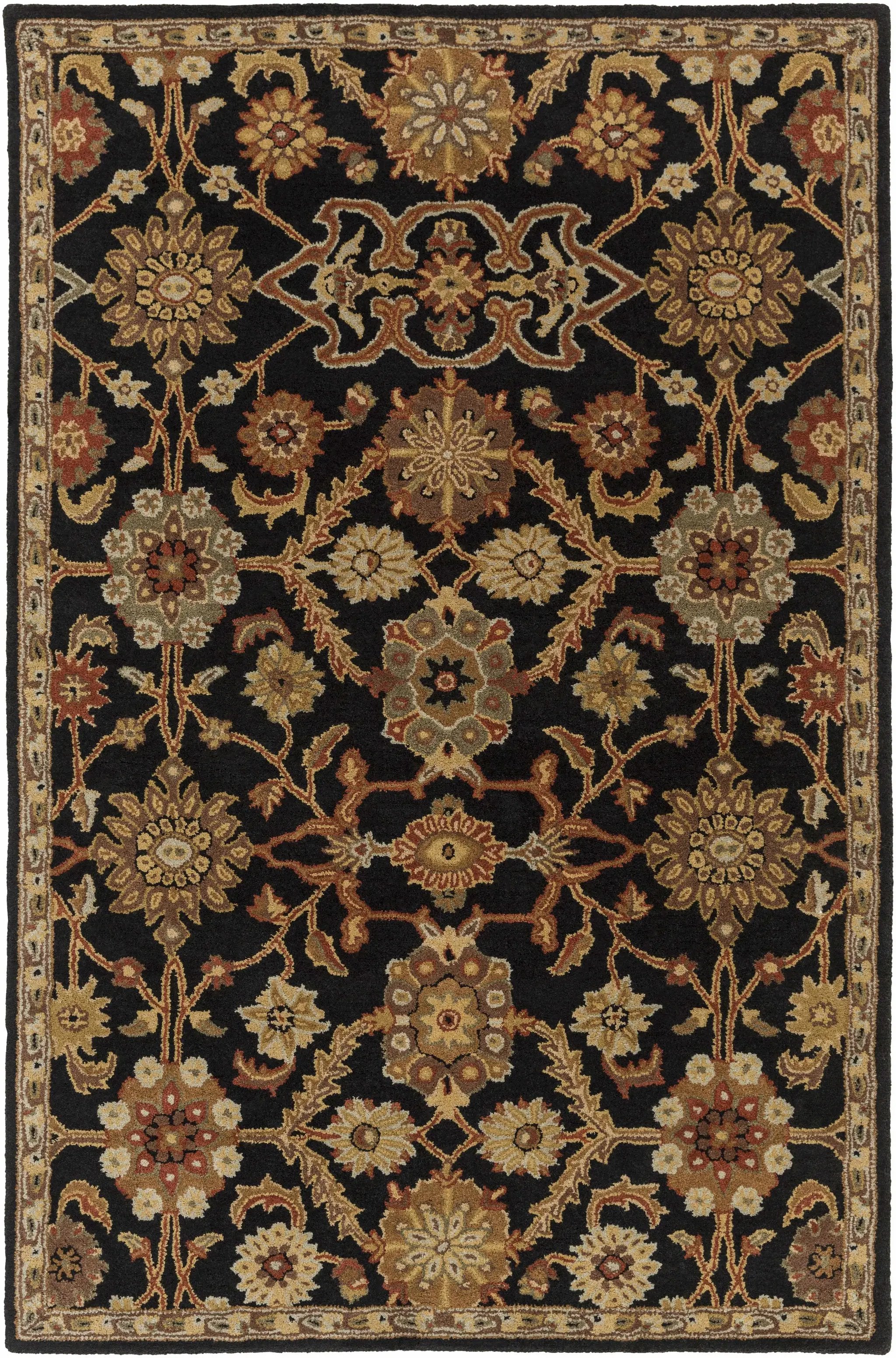Salix Hand Tufted Black Wool Rug by Boutique Rugs