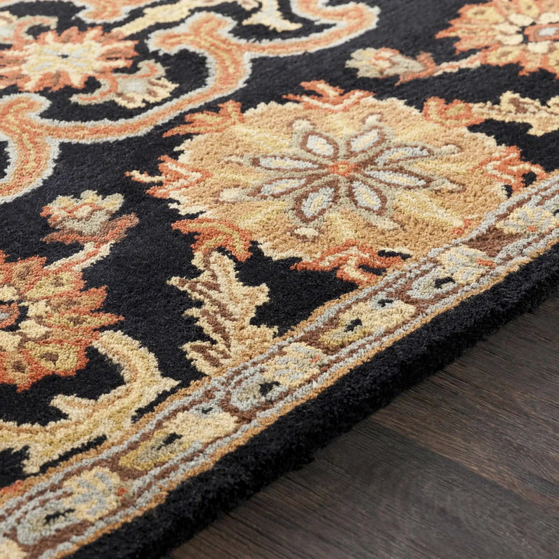 Salix Hand Tufted Black Wool Rug by Boutique Rugs