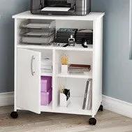 Modern Home Office Printer Stand Cart with Casters in White by HomePacific