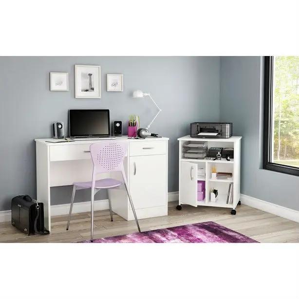 Modern Home Office Printer Stand Cart with Casters in White by HomePacific