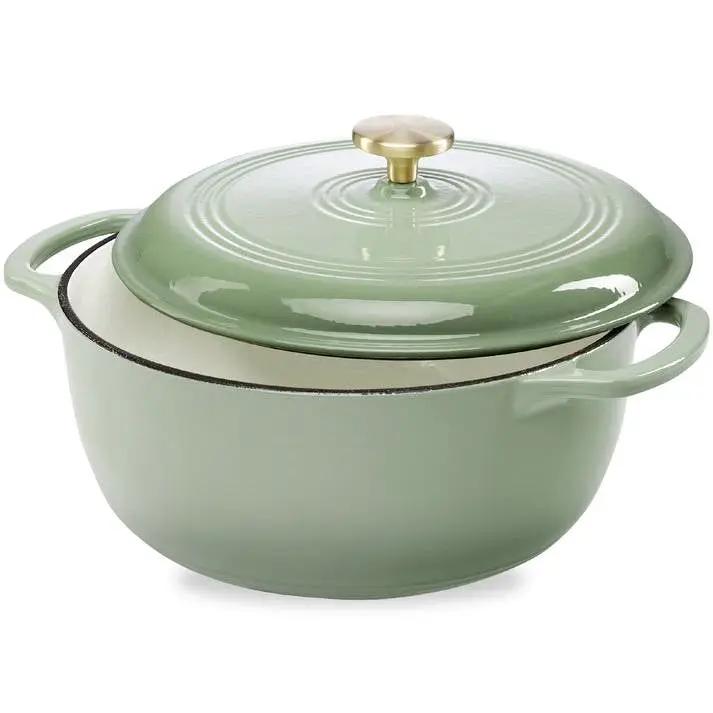 6 Quart Large Sage Green Enamel Cast-Iron Dutch Oven Kitchen Cookware by HomePacific