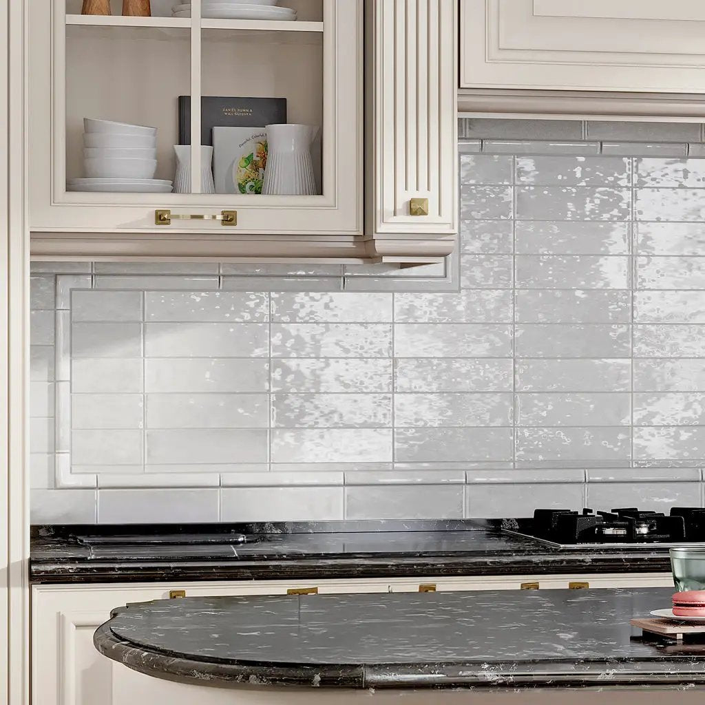 White 2.58 in. x 8 in. Polished Ceramic Subway Tile (5.38 sq ft/case) by Apollo Tile