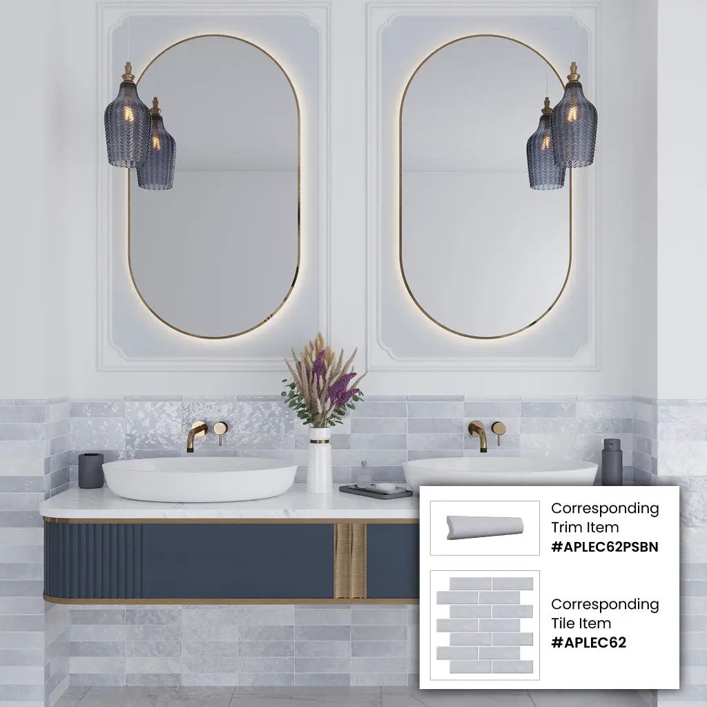 Lavanda Blue 2.58 in. x 8 in. Polished Ceramic Subway Tile (5.38 sq ft/case) by Apollo Tile