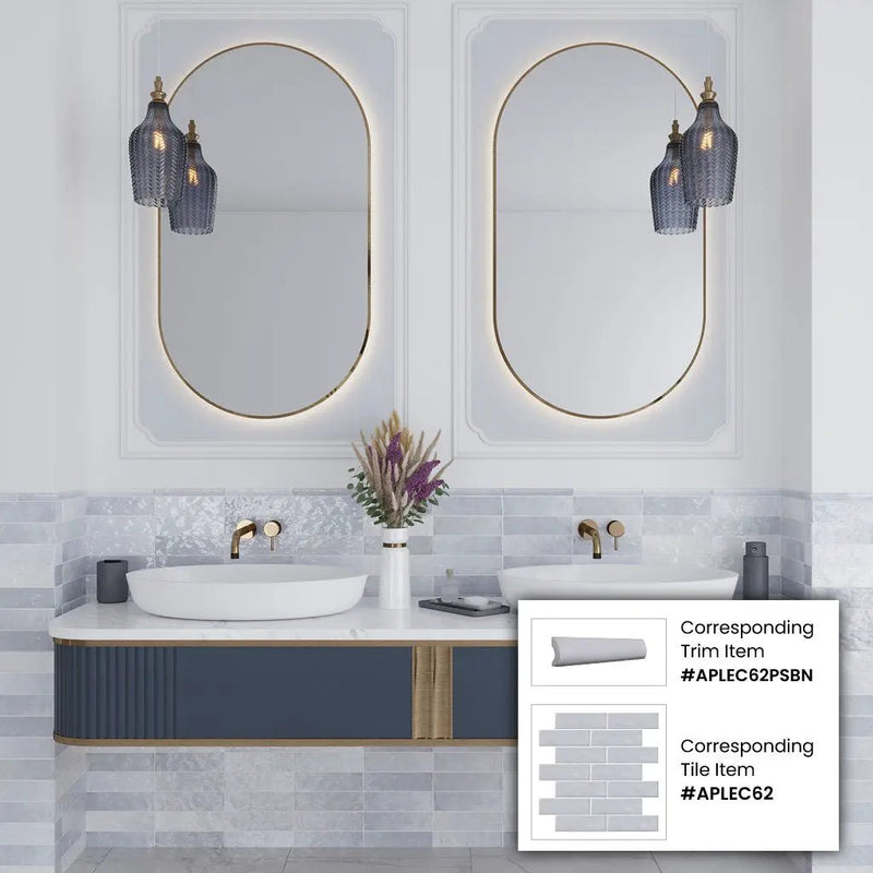Icy Lilac 1x8 Glossy Ceramic Bullnose Tile Trim (10 pack, 0.556 sq ft/case) by Apollo Tile