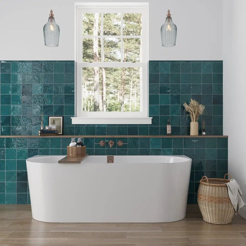 Ocean Green 5x5 Glossy Subway Ceramic Tile (57 pack, 10.76 sq ft/case) by Apollo Tile