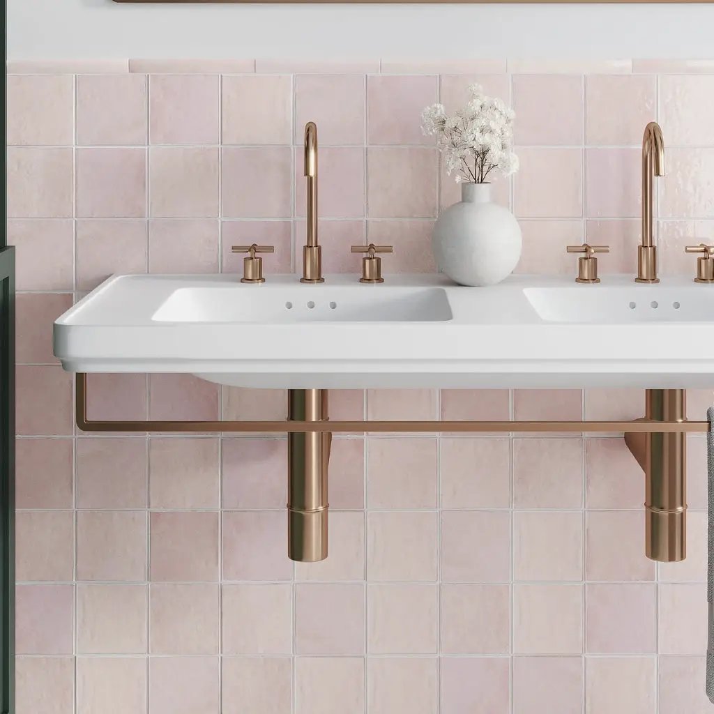 Chateau Soft Pink 5x5 Glossy Ceramic Square Tile (57 pack, 10.76 sq ft/case) by Apollo Tile