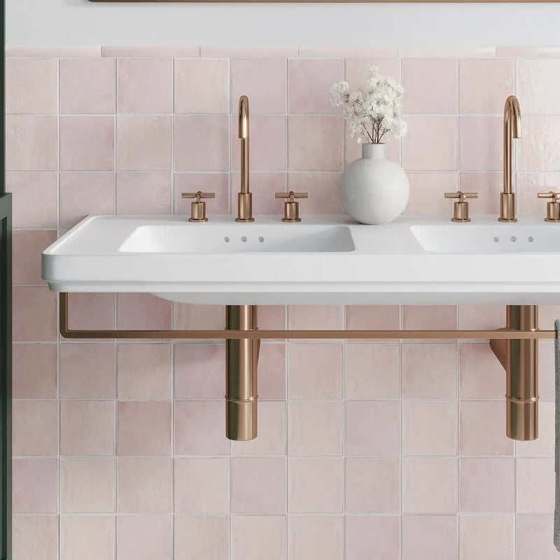 Chateau Soft Pink 5x5 Glossy Ceramic Square Tile (57 pack, 10.76 sq ft/case) by Apollo Tile