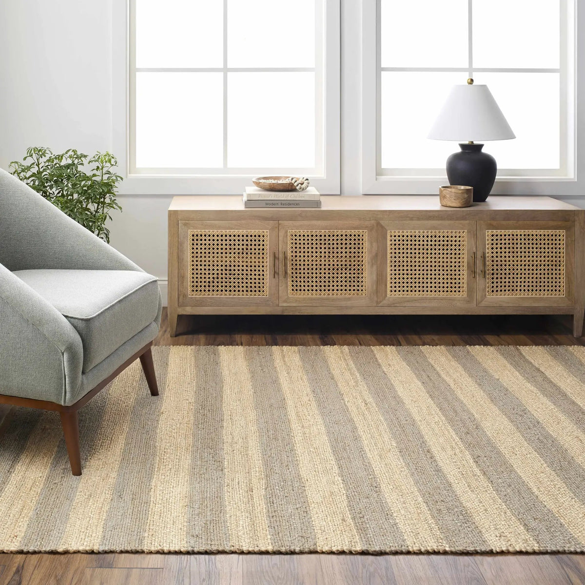 Ilkay Jute Area Rug - Clearance, installed in a room