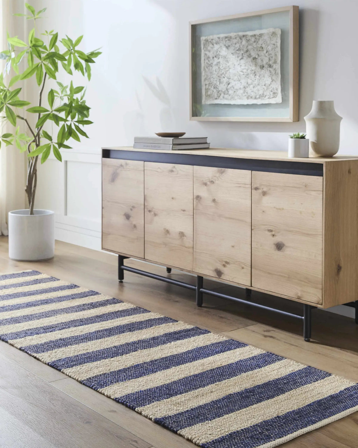 Ilkay Beige & Navy Jute Area Rug - Clearance, installed in a room 2
