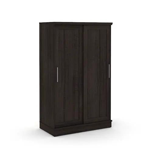 FarmHouse Espresso Oak Sliding Doors Garment Rod Wardrobe Armoire by HomePacific