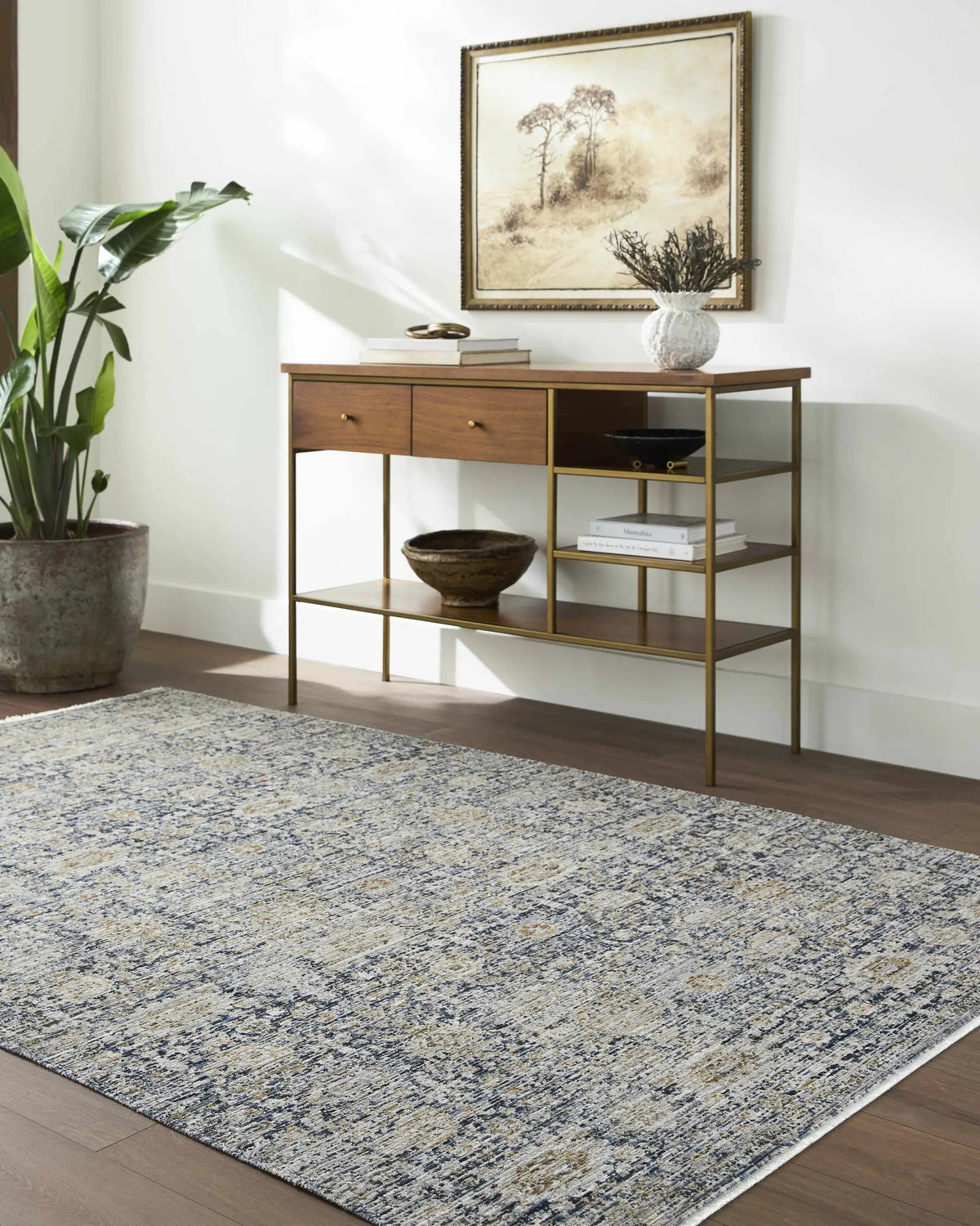 Ren Outdoor Machine Woven Becki Owens x LIVABLISS BOMG-2300 Washable Area Rug, installed in a room