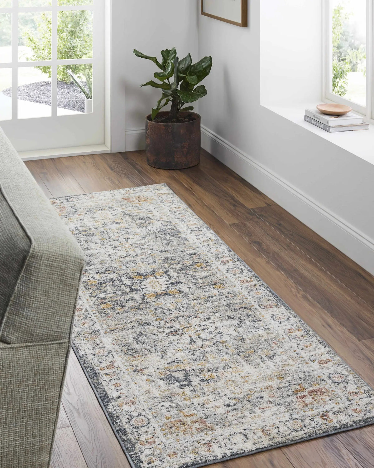 Ivria Navy & Rust Area Rug, installed in a room 3