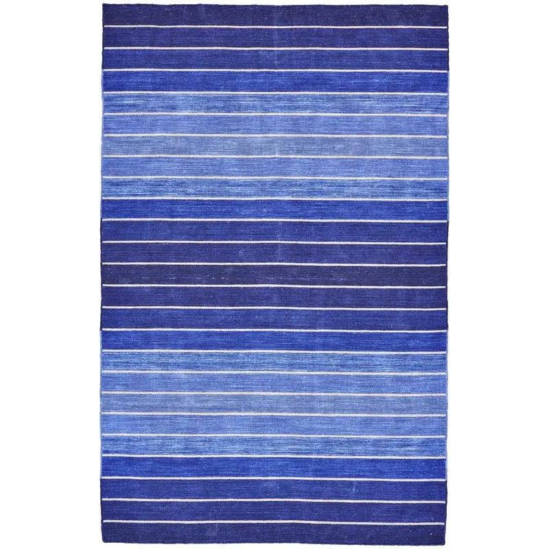5' X 8' Striped Hand-Tufted Wool/Cotton Blue Area Rug by HomePacific