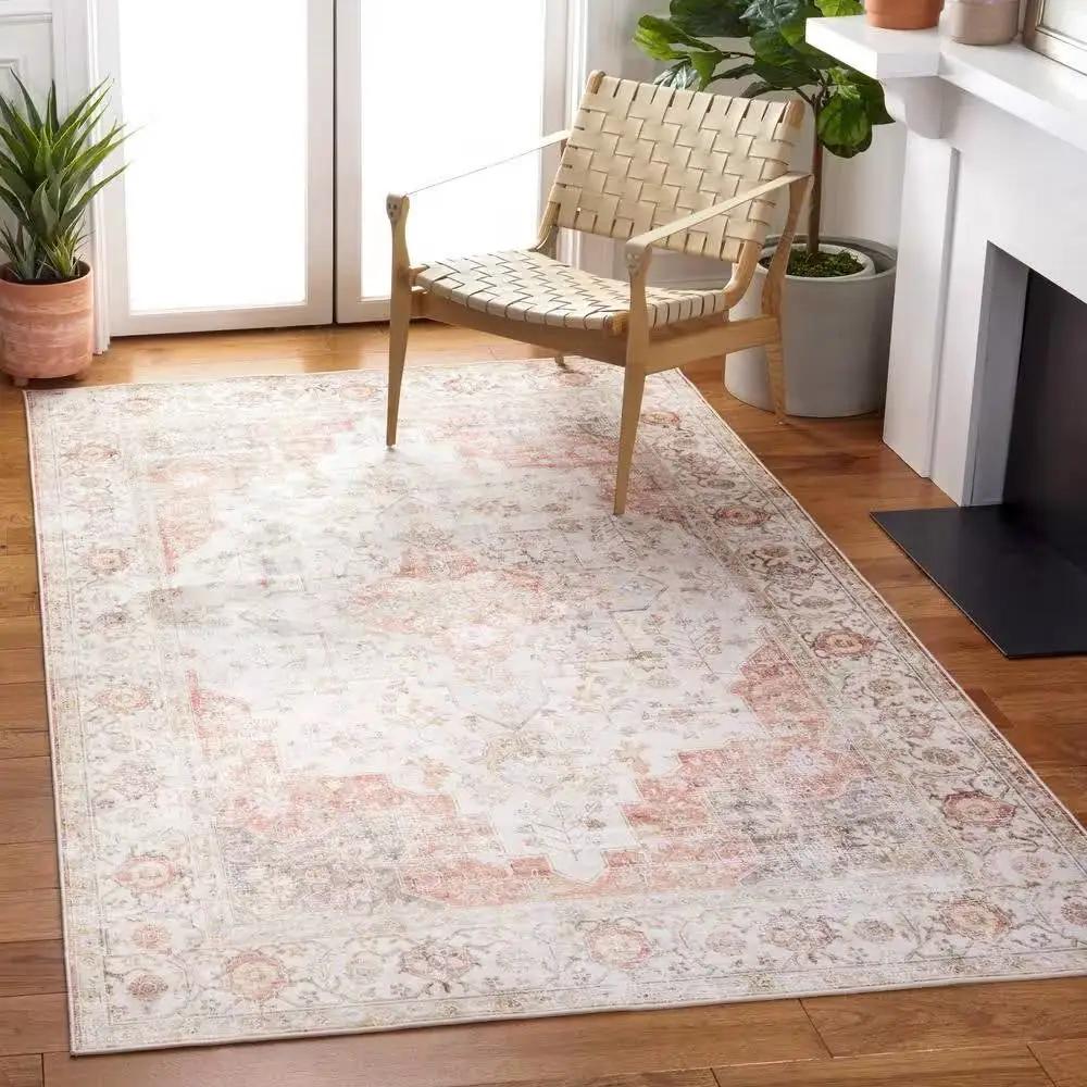 3 ft. x 5 ft. Traditional Persian Style Washable Boho Light Grey Red Area Rug by HomePacific