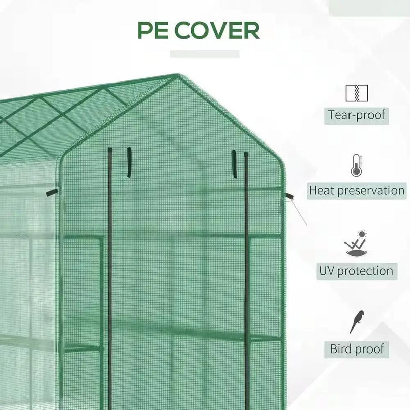 7 ft x 4.7 ft Oudoor Greenhouse with Steel Frame and Green PE Cover by HomePacific