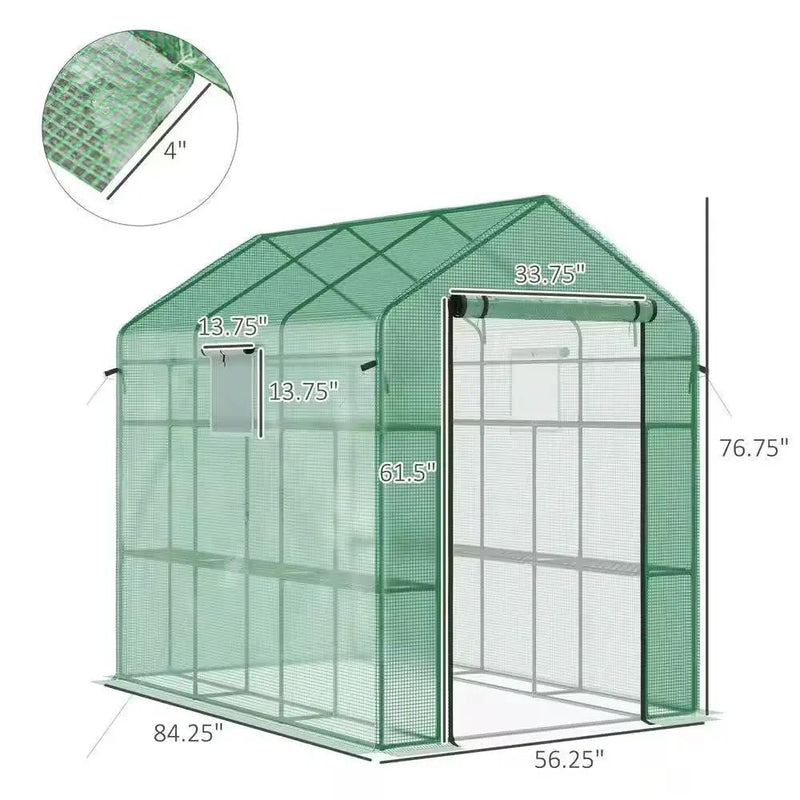 7 ft x 4.7 ft Oudoor Greenhouse with Steel Frame and Green PE Cover by HomePacific