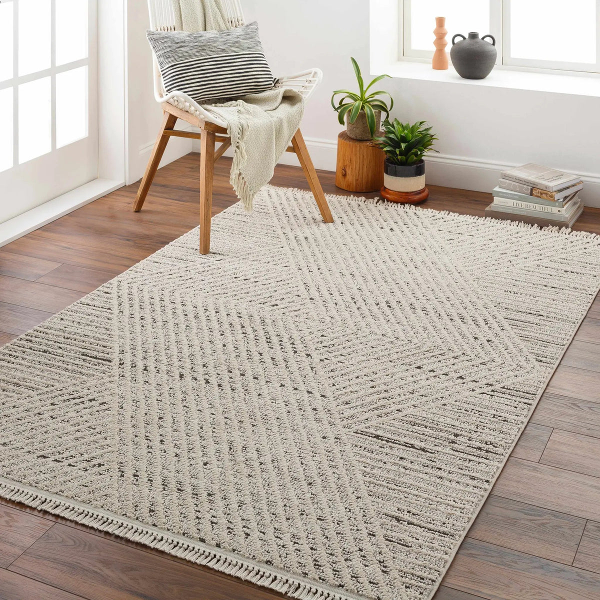 Brita Area Rug, installed in a room