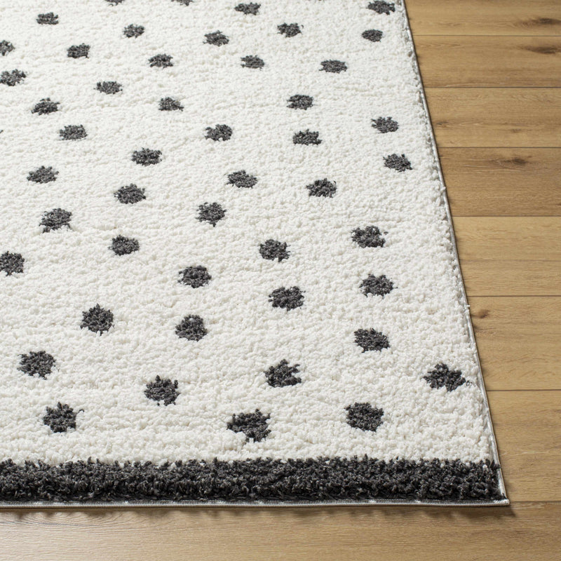 Chaia Dotted Black & White Plush Rug - Clearance by Boutique Rugs