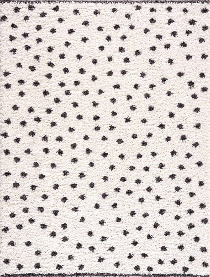 Chaia Dotted Black & White Plush Rug - Clearance by Boutique Rugs