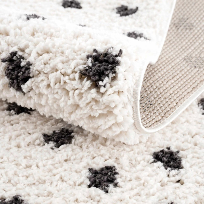 Chaia Dotted Black & White Plush Rug - Clearance by Boutique Rugs