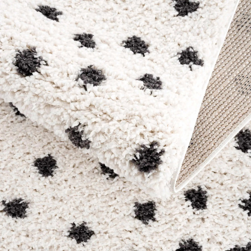 Chaia Dotted Black & White Plush Rug - Clearance by Boutique Rugs