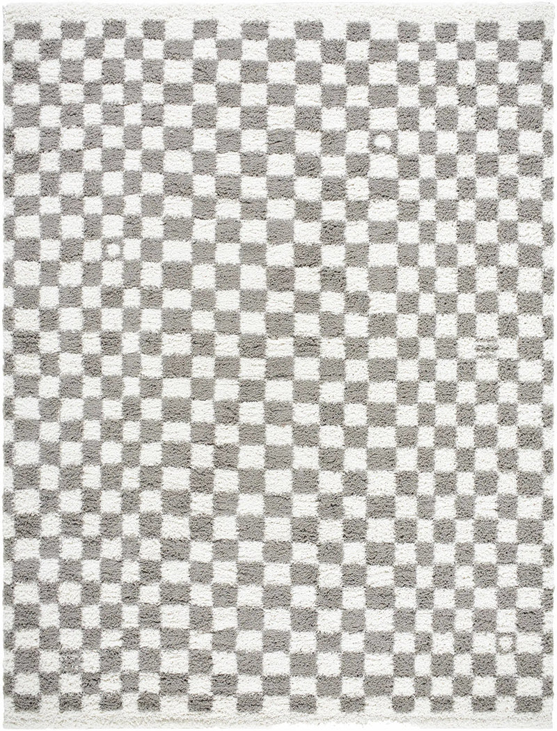 Kieu Taupe Checkered Plush Rug by Boutique Rugs