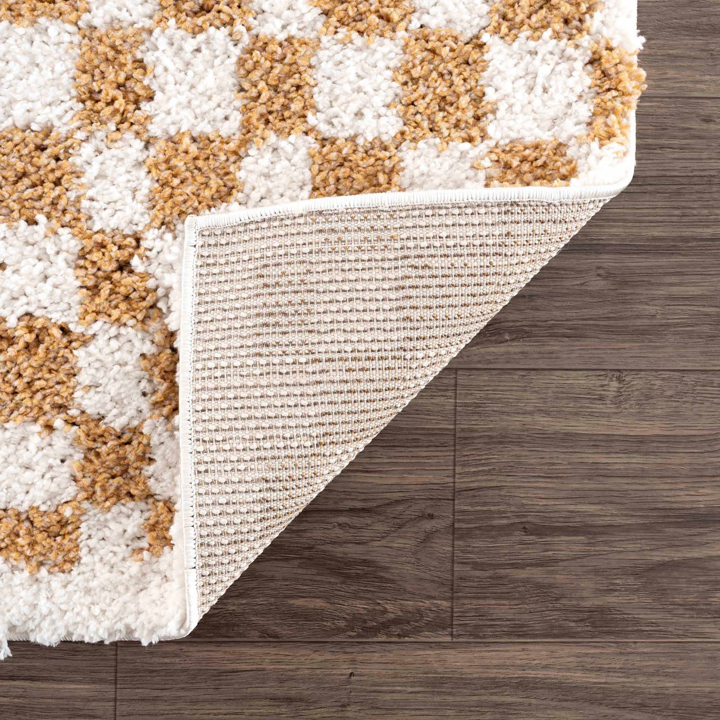 Kieu Mustard & Ivory Checkered Area Rug by Boutique Rugs