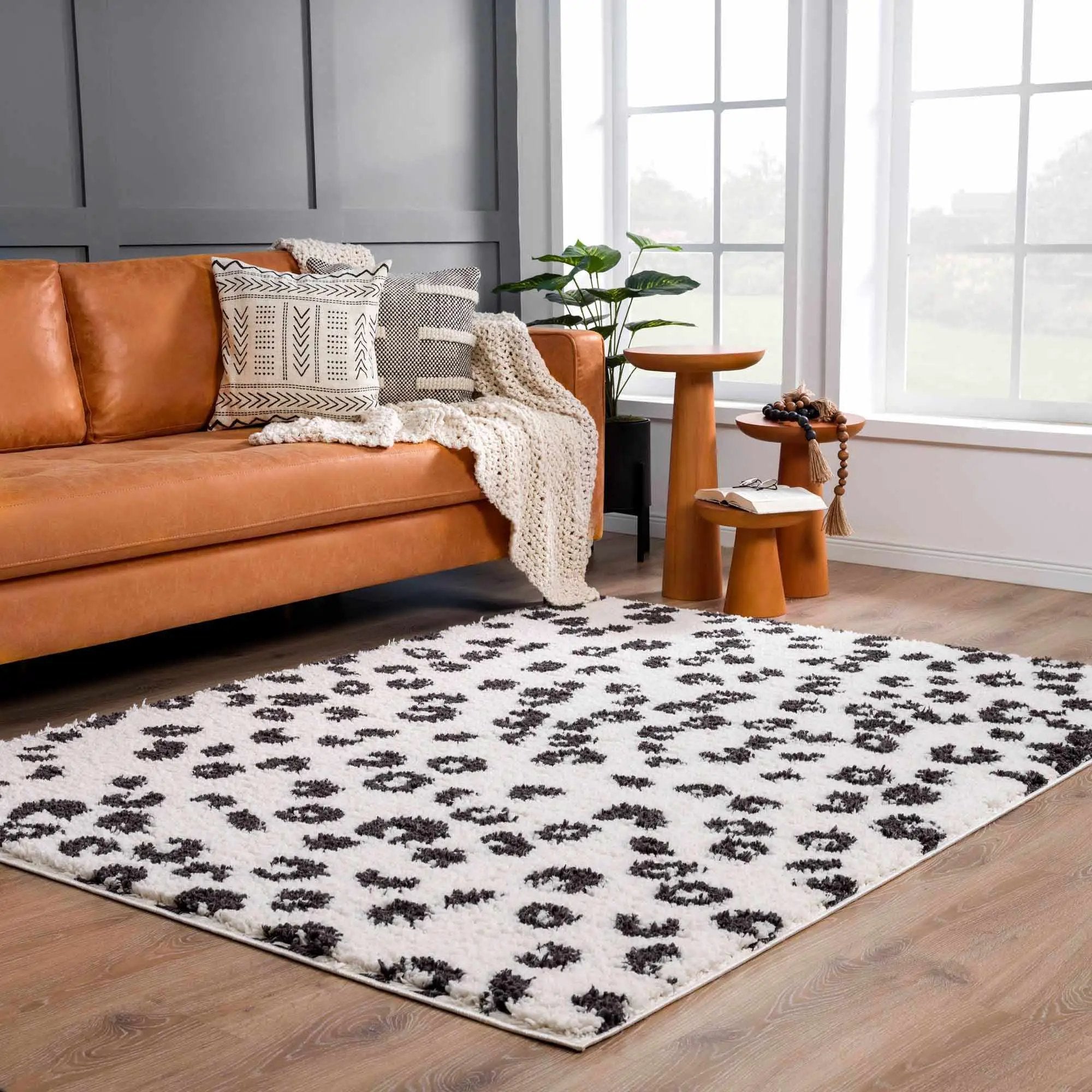 Zhen Black Spots Leopard Rug - Clearance by Boutique Rugs
