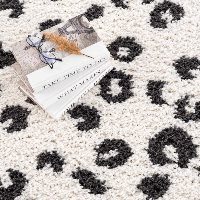Zhen Black Spots Leopard Rug - Clearance by Boutique Rugs