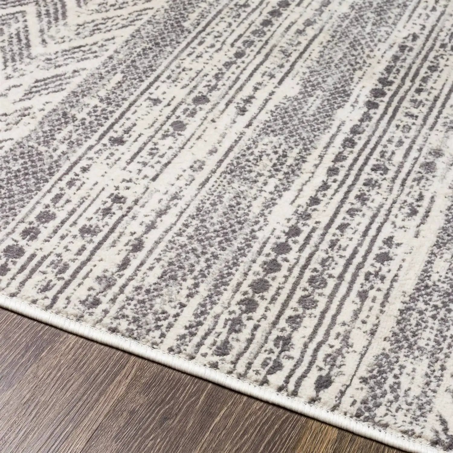 8-ft. x 10-ft. Grey Ivory Chevron Stripe Geometric Boho Style Area Rug by HomePacific