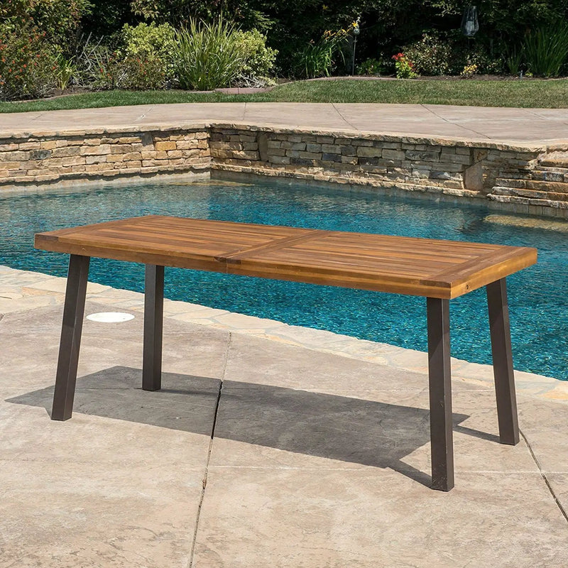 Acacia Wood 69 x 32 inch Outdoor Patio Dining Table in Teak Finish by HomePacific