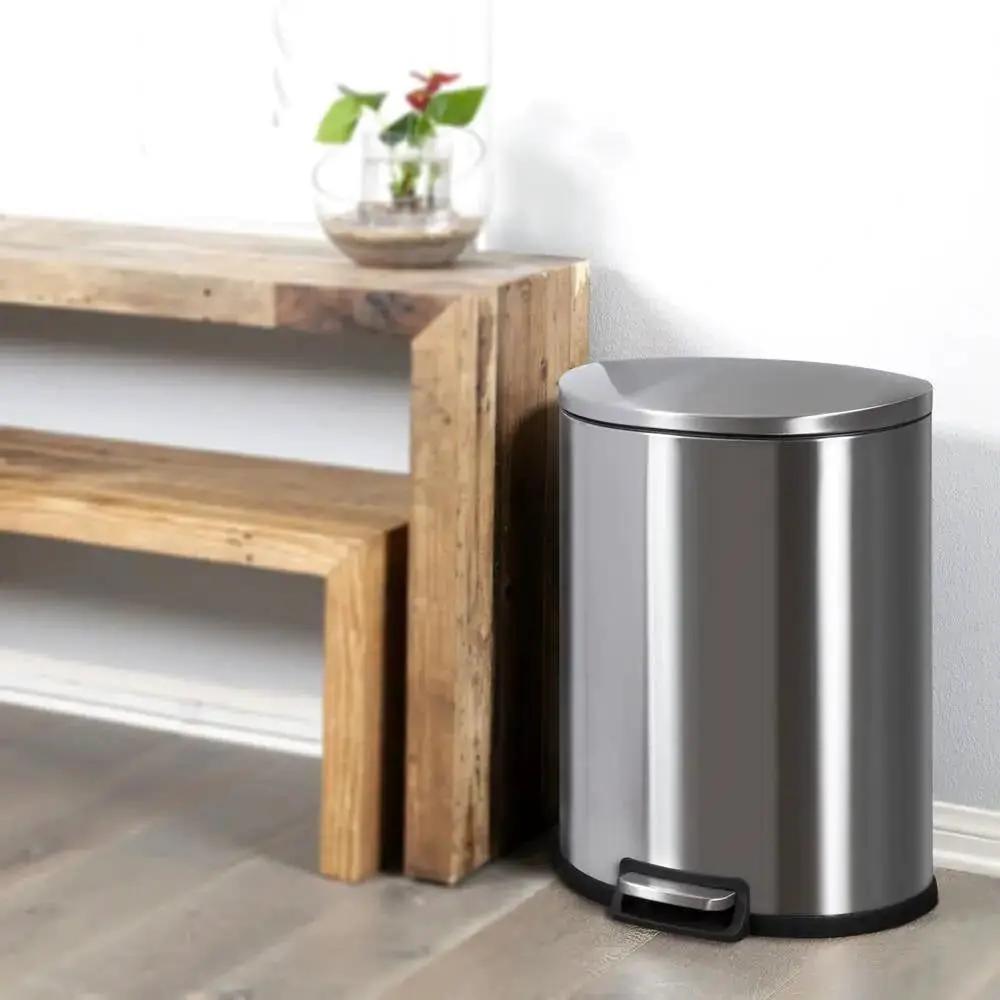13-Gallon Step-on Stainless Steel Kitchen Trash Can with Removable Bucket Liner by HomePacific