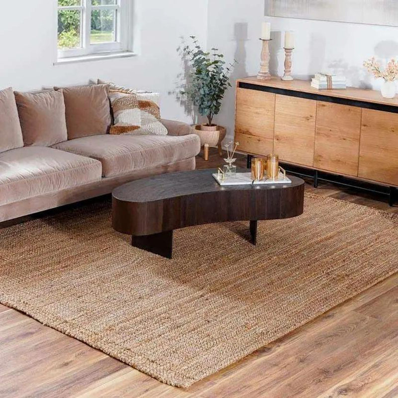 Ambel Chocolate Brown Camel Jute Area Rug by Boutique Rugs