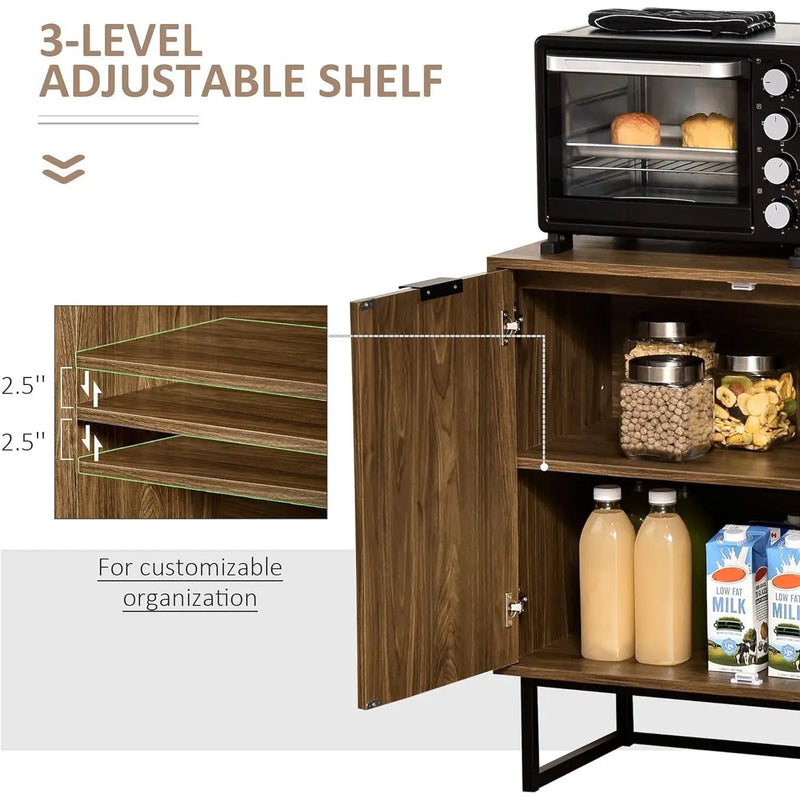 Modern Entryway Sideboard Buffet Dining Storage Cabinet in Walnut Wood Finish by HomePacific