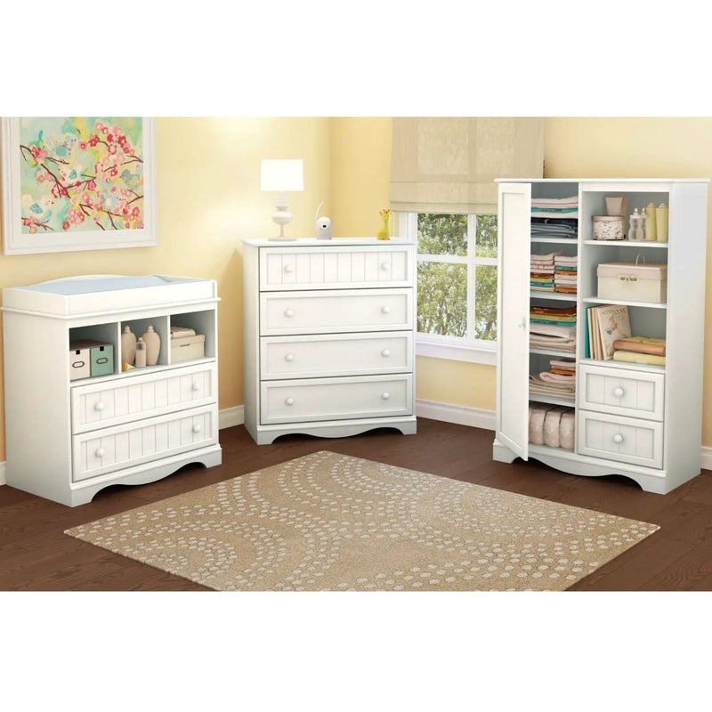 White Wood Baby Diaper Changing Table with 2 Drawers by HomePacific