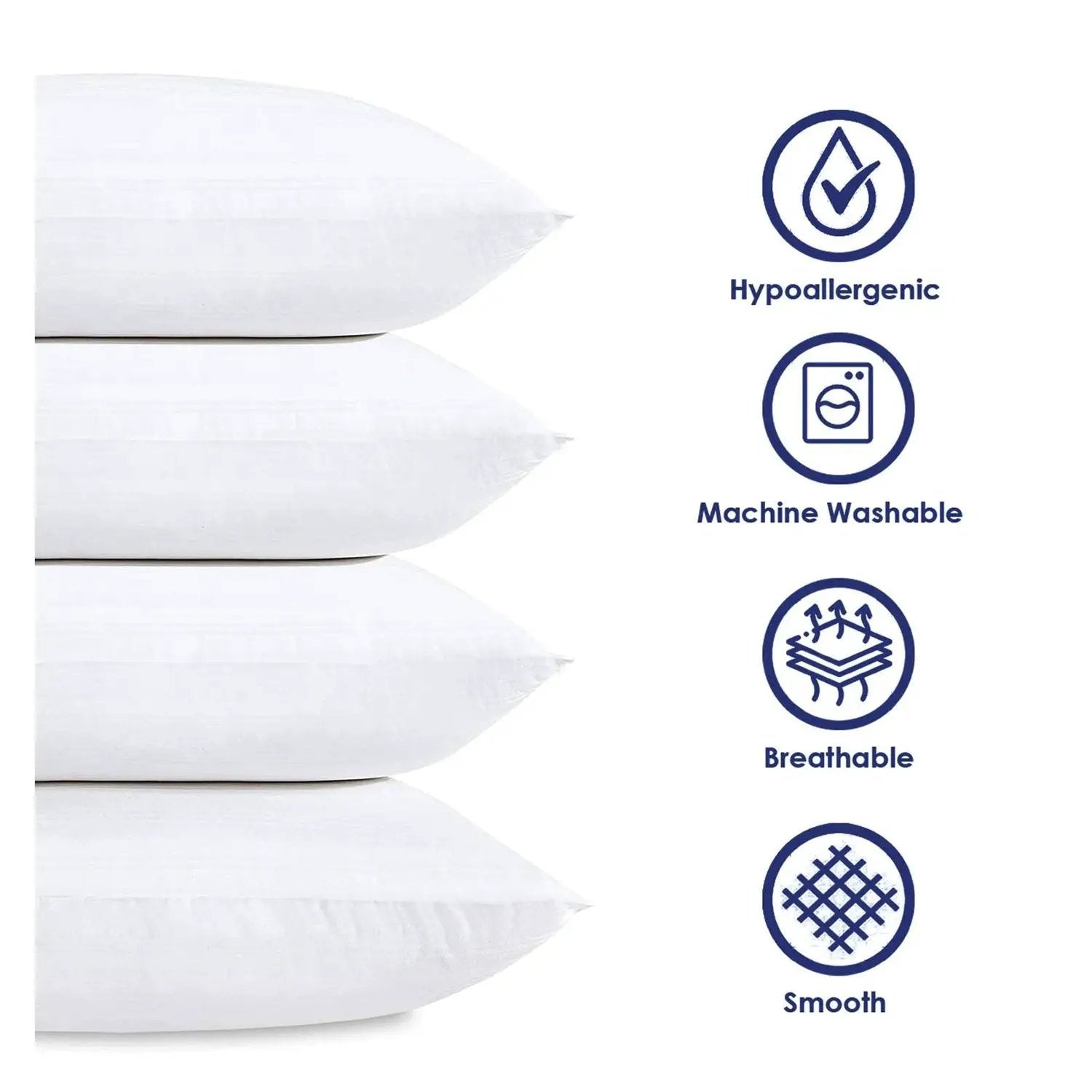 Set of 4 - Standard size Down Alternative Pillows - Machine Washable by HomePacific