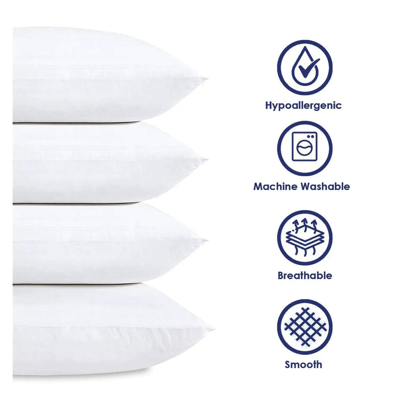 Set of 4 - Standard size Down Alternative Pillows - Machine Washable by HomePacific