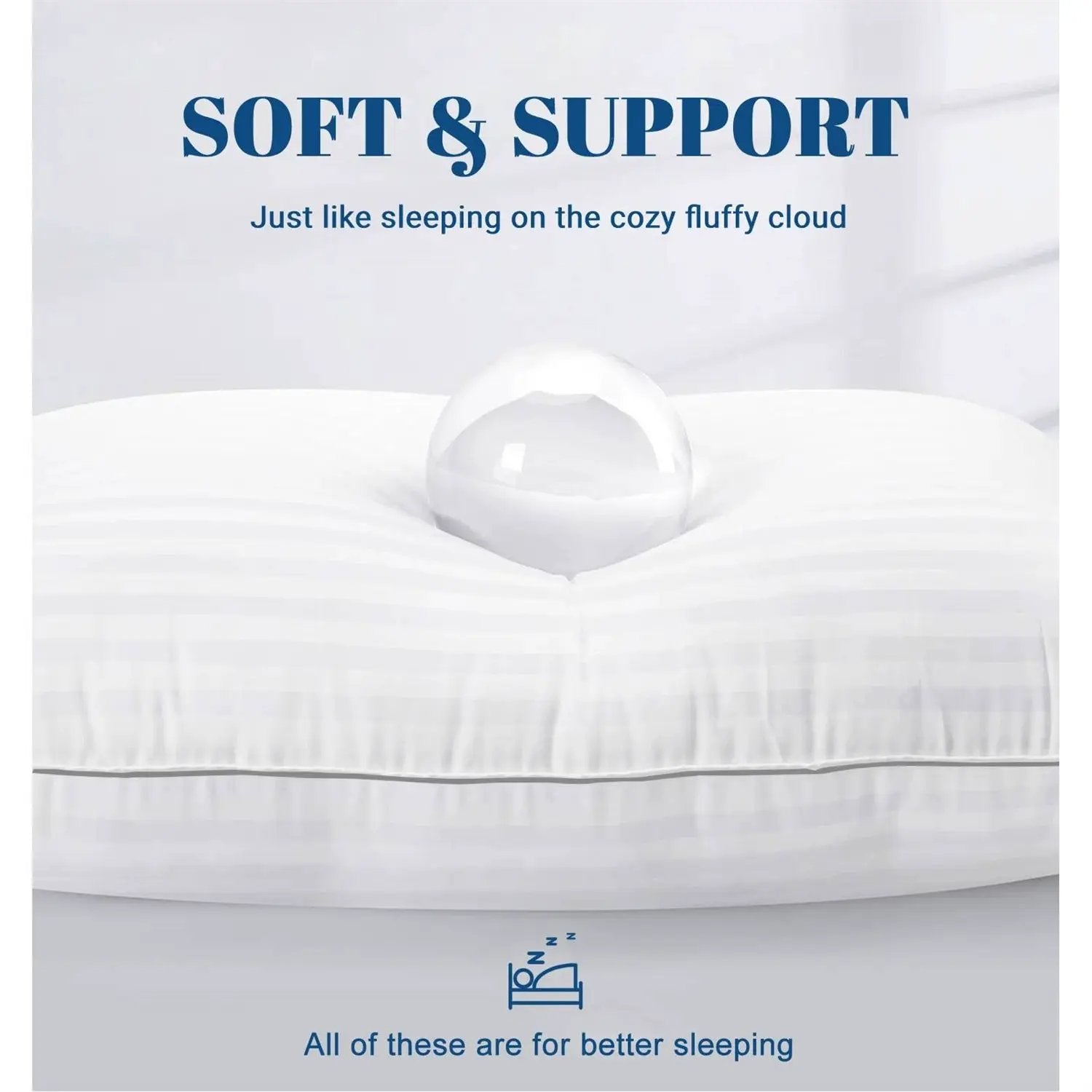 Set of 2 Machine Washable Down Alternative Bed Pillow with Cotton Cover - Queen by HomePacific
