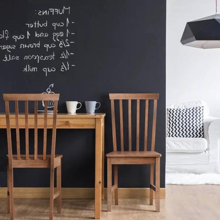 Set of 2 Solid Wood Armless Mission Style Dining Chairs in Walnut Brown Finish by HomePacific