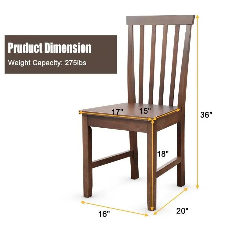 Set of 2 Solid Wood Armless Mission Style Dining Chairs in Walnut Brown Finish by HomePacific
