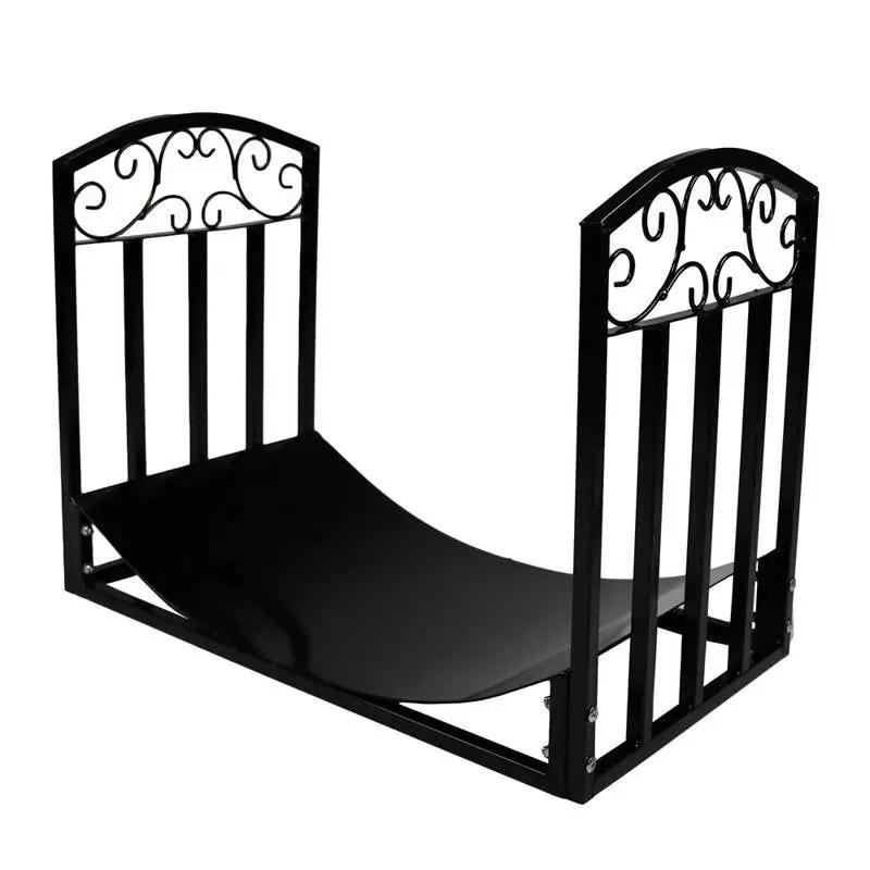 Black Metal Indoor Outdoor 2-Ft Firewood Holder Log Rack by HomePacific