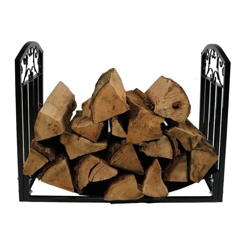 Black Metal Indoor Outdoor 2-Ft Firewood Holder Log Rack by HomePacific