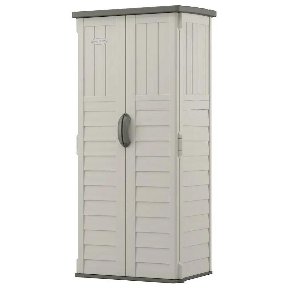 Outdoor Heavy Duty 22 Cubic Ft Vertical Garden Storage Shed in Taupe Grey by HomePacific