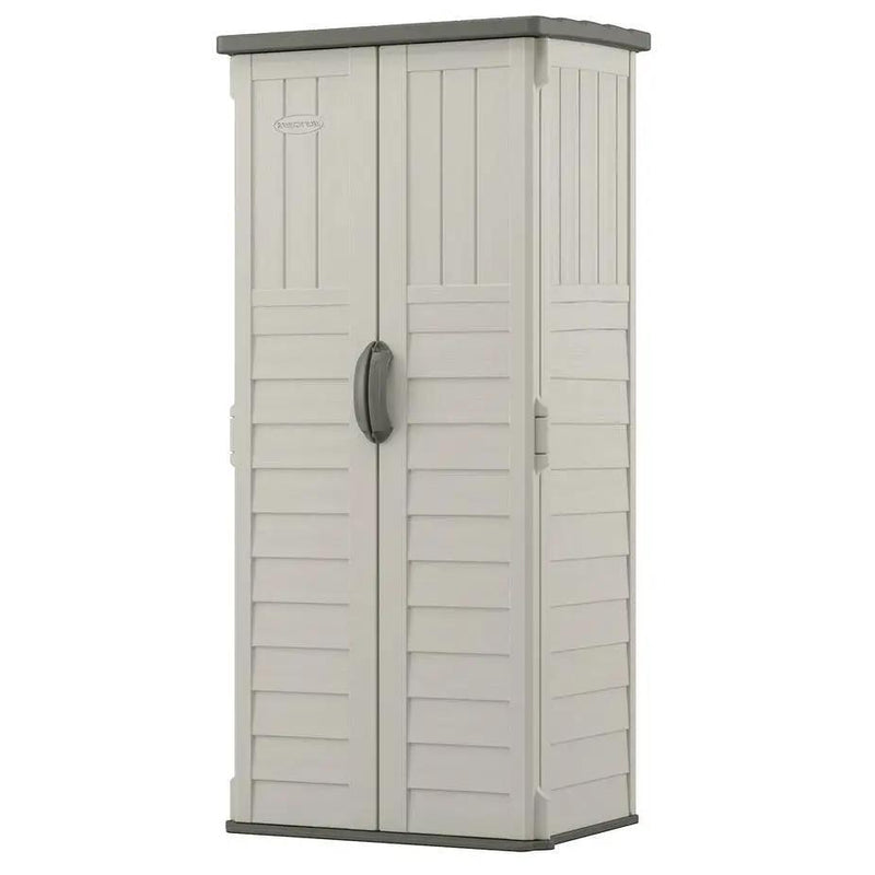 Outdoor Heavy Duty 22 Cubic Ft Vertical Garden Storage Shed in Taupe Grey by HomePacific