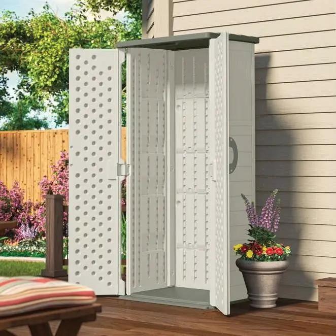 Outdoor Heavy Duty 22 Cubic Ft Vertical Garden Storage Shed in Taupe Grey by HomePacific